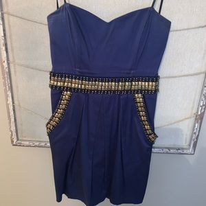 Navy Blue Strapless Dress with Pockets! Size 11/12